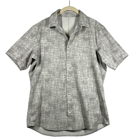 Lululemon Airing Easy Short Sleeve Shirt Men's Small S Gray Stripe Casual Vented - Picture 1 of 7